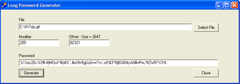 Screenshot of strong password generator sp.exe